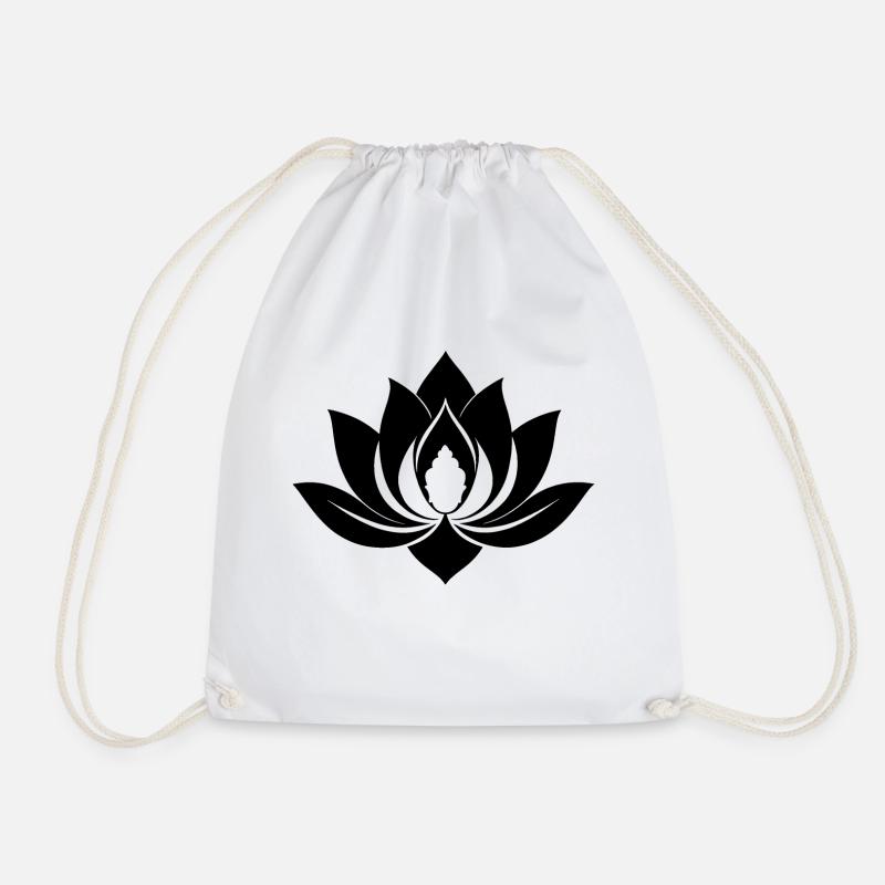 Black Lotus - Drawstring Bag - white
