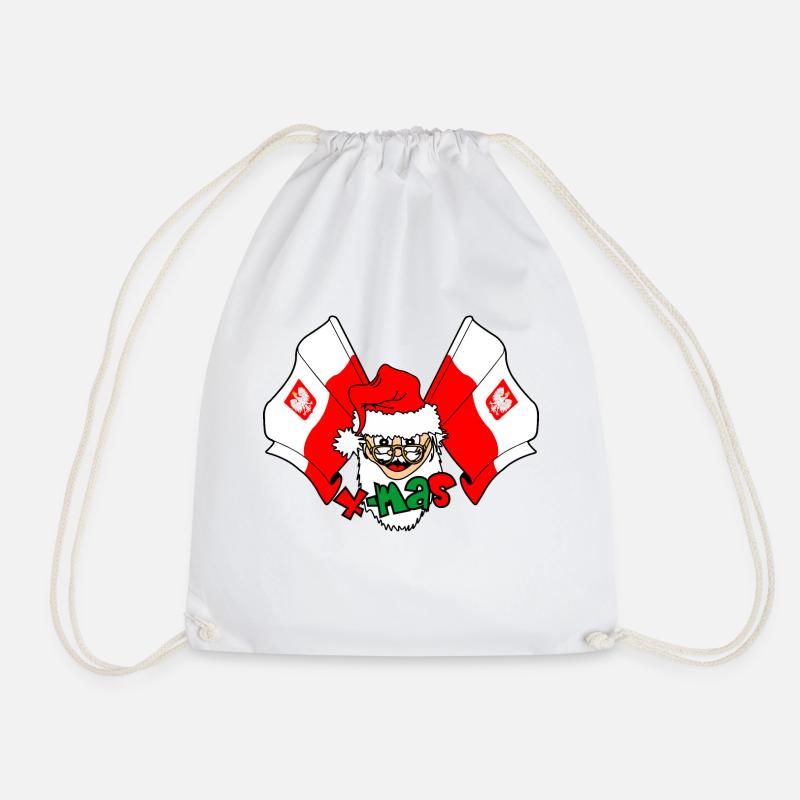 X mas Père Noël avec drapeau Pologne - Sac de sport léger - blanc
