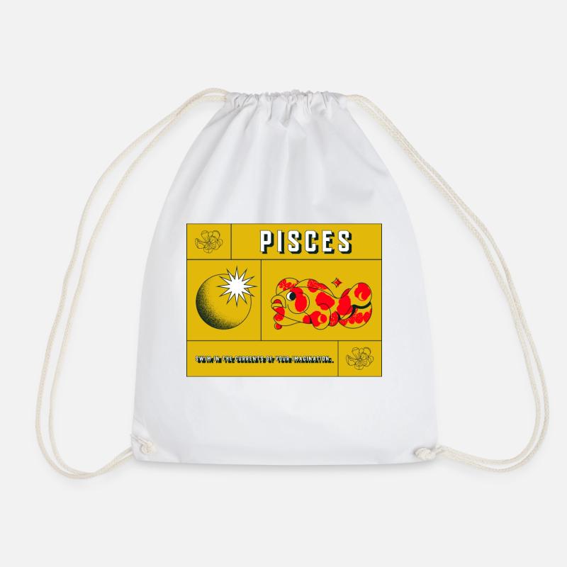 Pisces - Drawstring Bag - white