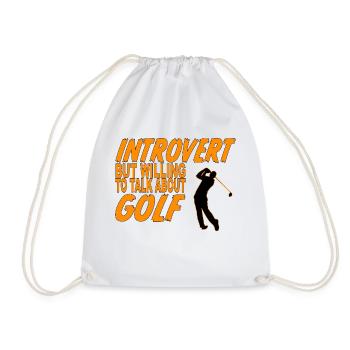 introvert talk about golf - Drawstring Bag - white - Front