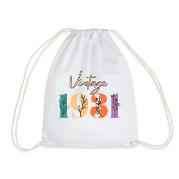 Vintage 1931 Floral - Drawstring Bag - white - Front