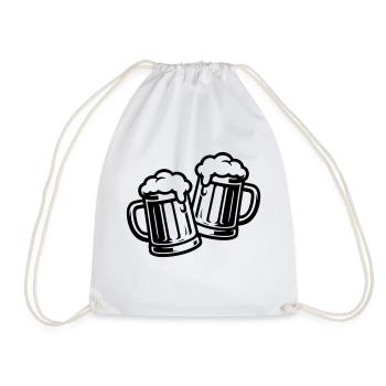 Bier Anstoßen Bierkrug Saufen - Turnbeutel - Weiß - Vorne