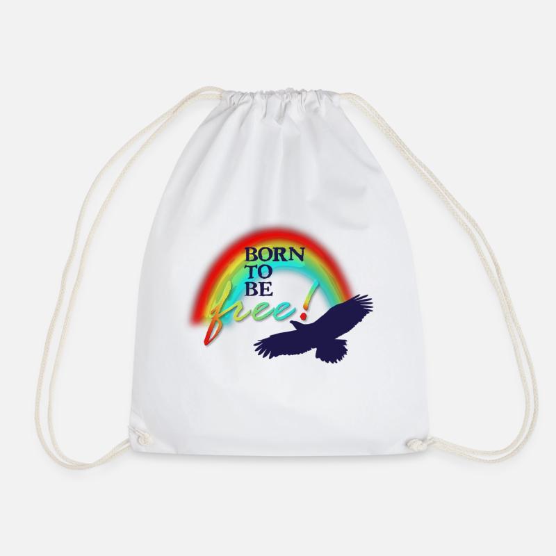 Born to be FREE - Drawstring Bag - white