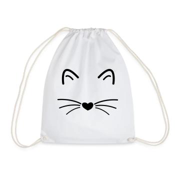 Cat's gift cat's head - Drawstring Bag - white - Front