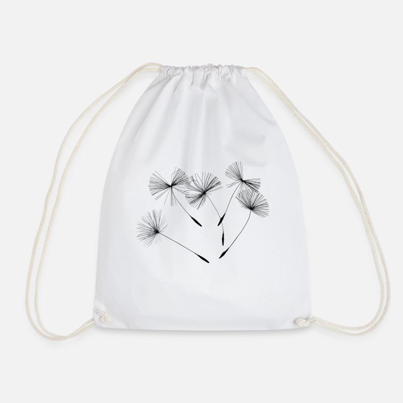 Flying Dandelion Pust Flowers Seeds (Spring) - Drawstring Bag - white