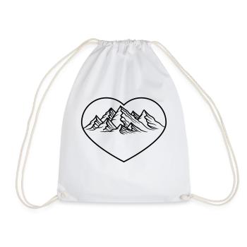 hiking form mountains heart love i love huegel alps - Drawstring Bag - white - Front