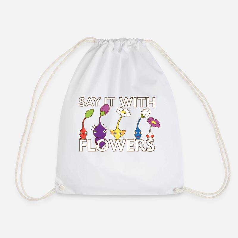 Say it with flowers - Drawstring Bag - white