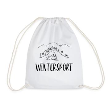 Winter sports skiing piste chairlift - Drawstring Bag - white - Front