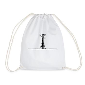 leaves tree bamboo plant silhouette trunk asia - Drawstring Bag - white - Front