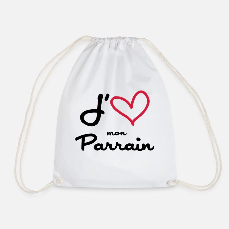 J'aime mon Parrain / Naissance / Bébé / Baptême - Sac de sport léger - blanc