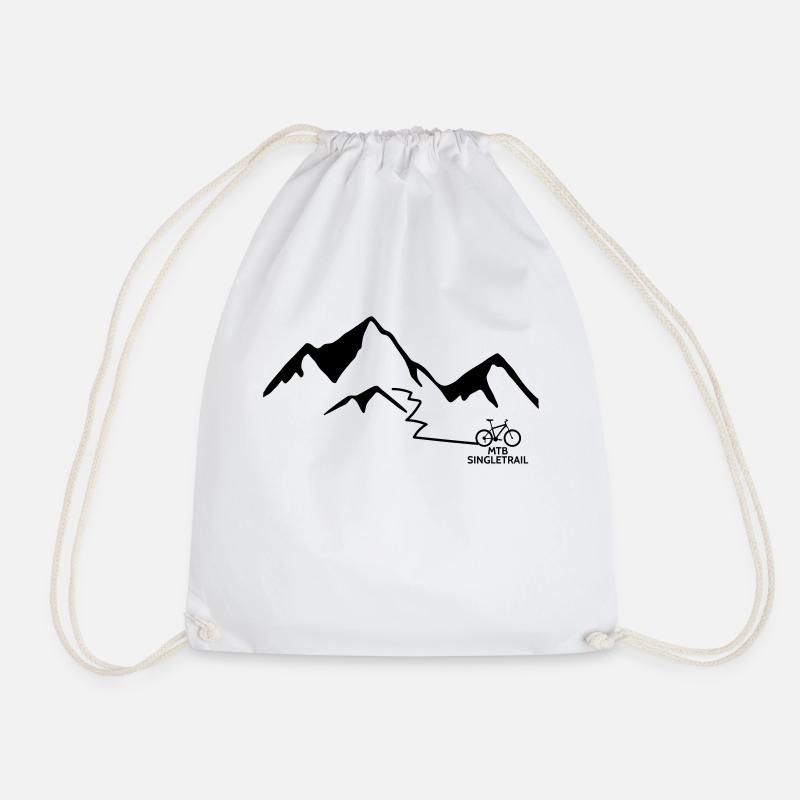 mtb mountain bike single trail - Drawstring Bag - white