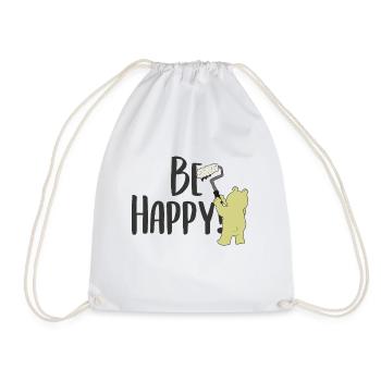 Glück Bär Spruch T-Shirt Geschenk - Turnbeutel - Weiß - Vorne