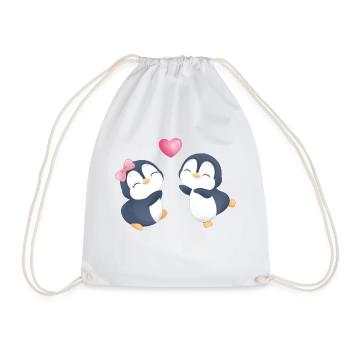 Penguins in Love - Drawstring Bag - white - Front