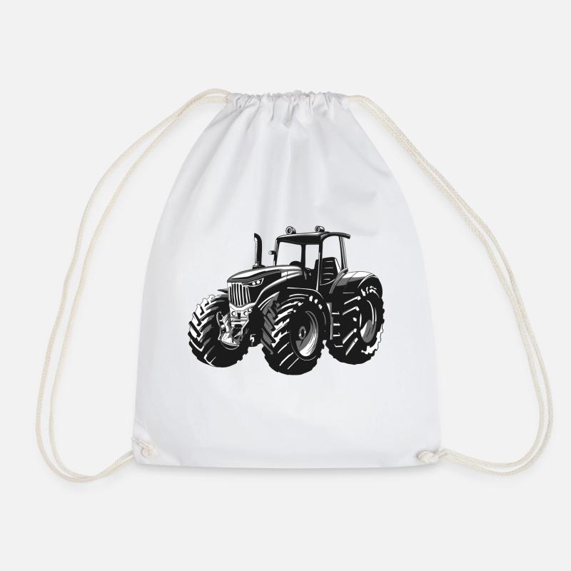 T Shirt tractor - Drawstring Bag - white