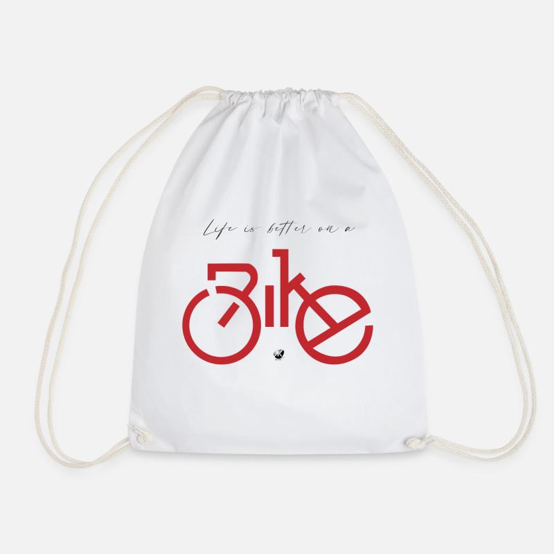 Fahrrad Abbildung mit Inschrift - Turnbeutel - Weiß