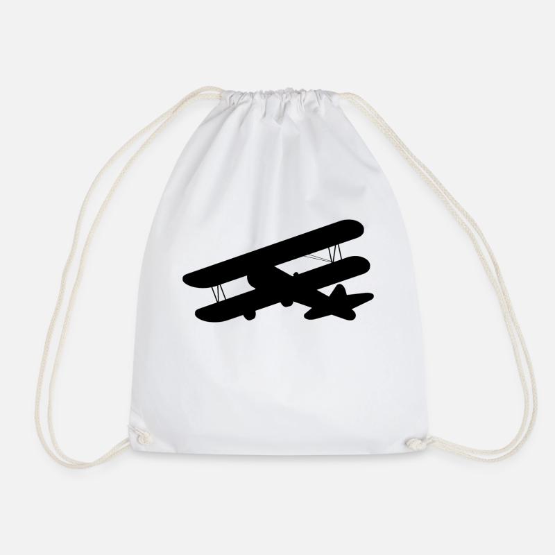 plane - Drawstring Bag - white