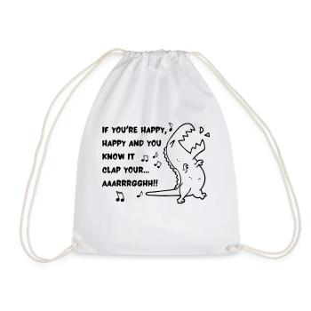 T REX CLAP HAND - Drawstring Bag - white - Front