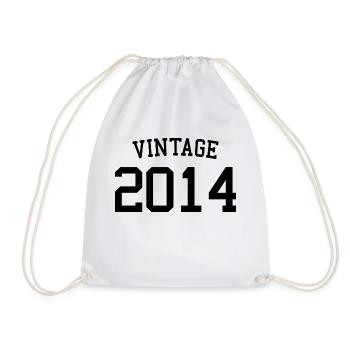 Vintage 2014 - 9 Years Old, 9th Birthday Kids - Drawstring Bag - white - Front