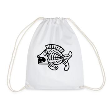 Culture of the Incas, fish symbol - Drawstring Bag - white - Front