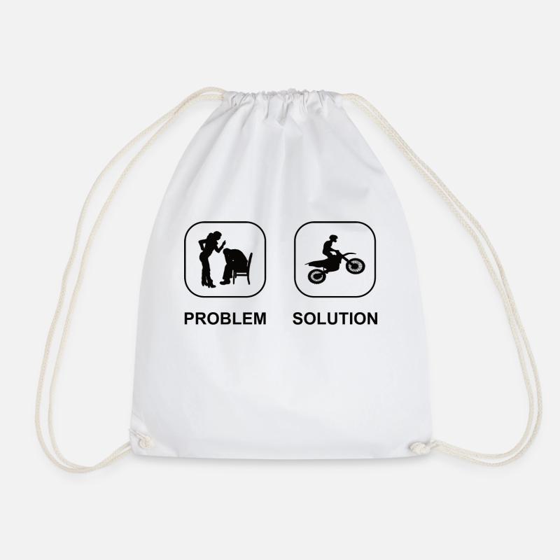 Motorcycle Gift Moped Motorcyclist Motorcross - Drawstring Bag - white