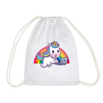 Baby Unicorn Rainbow Cute Cute Apple - Drawstring Bag - white - Front