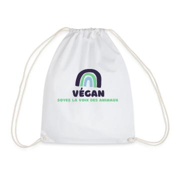 "Soyez végan, soyez la voix des animaux" - Sac de sport léger - blanc - Devant