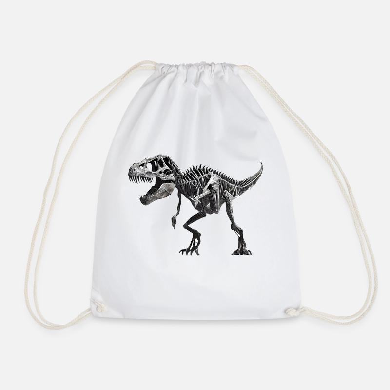 dinosaur T-rex skeleton - Drawstring Bag - white