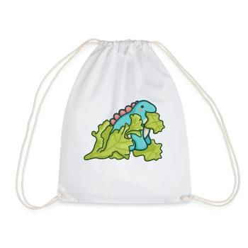 hugadino salad dino, cute dinosaur - Drawstring Bag - white - Front