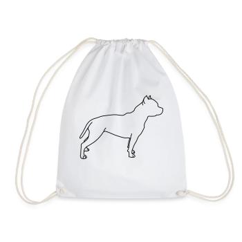 Pitbull Lineart 1 - Drawstring Bag - white - Front