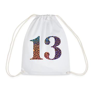 13th Birthday Leopard - Drawstring Bag - white - Front