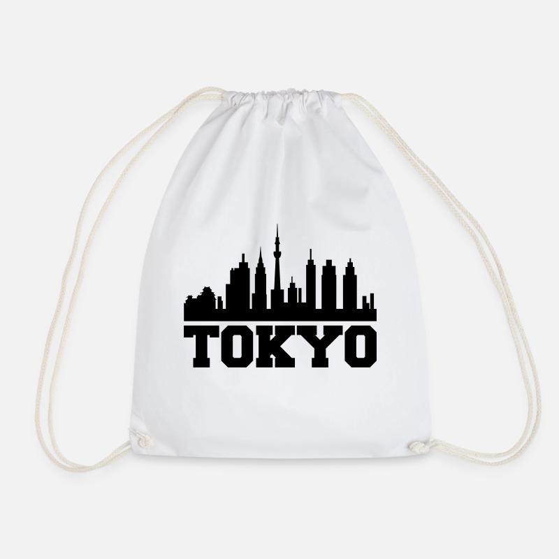 Tokyo Skyline - Drawstring Bag - white