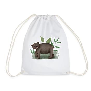 Cute Bear (Teddy Bear) Children's Motif Watercolor - Drawstring Bag - white - Front