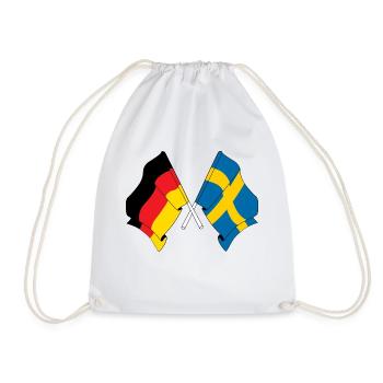 Flag of Germany and flag Sweden - Drawstring Bag - white - Front