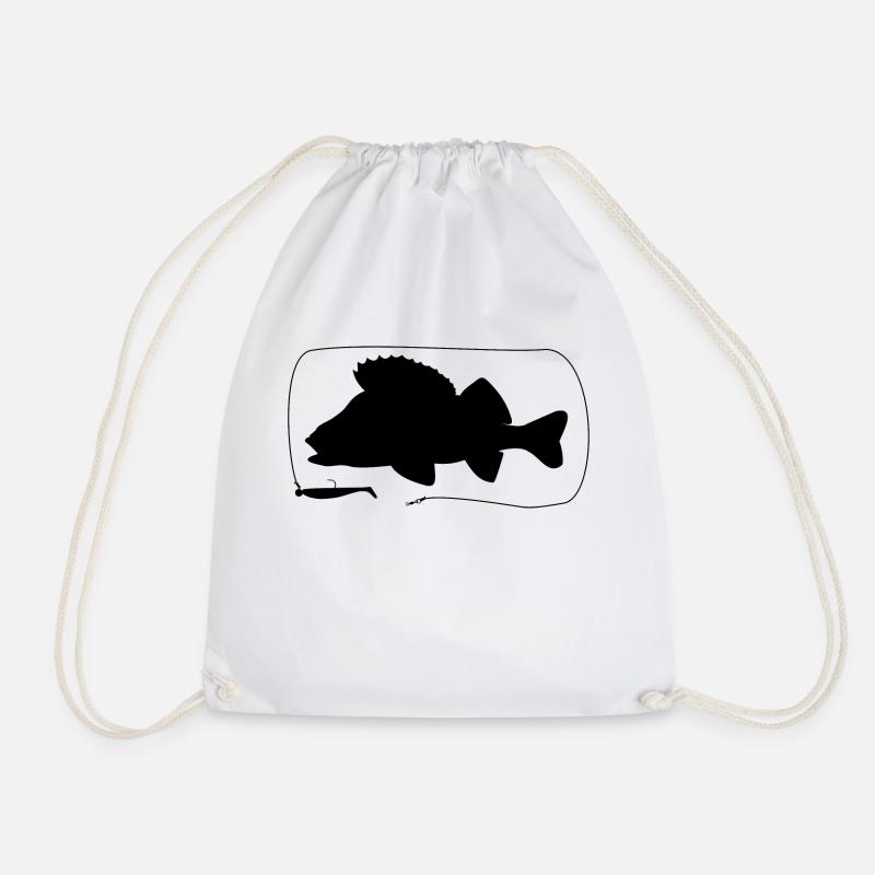Perch with softbait - Drawstring Bag - white