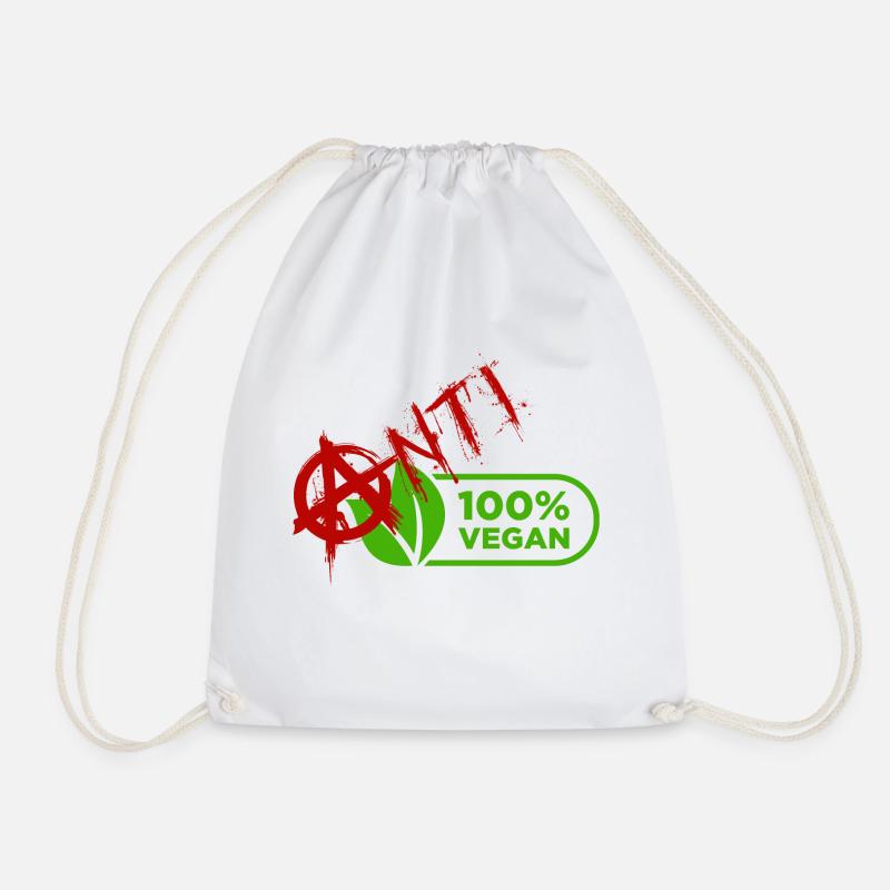 100% Anti Vegan - Drawstring Bag - white
