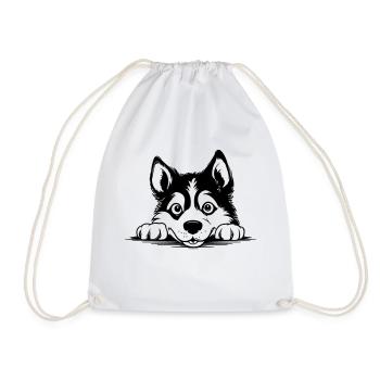 Siberian Husky - Drawstring Bag - white - Front