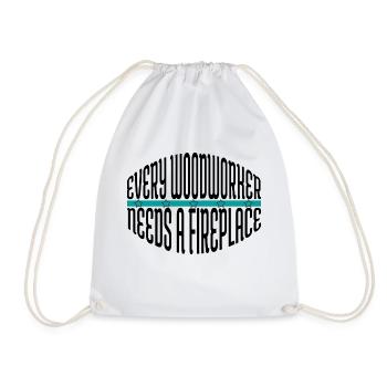 cool logging lumberjackwoodworking - Drawstring Bag - white - Front