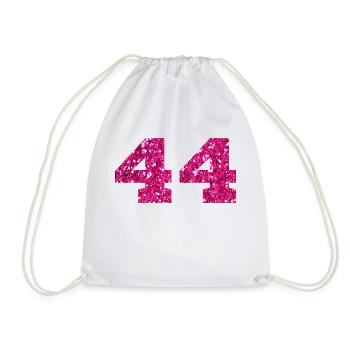 Number 44 Pink Glitter - 44th Anniversary - Drawstring Bag - white - Front