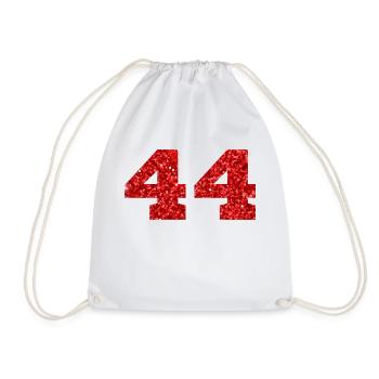 Number 44 Red Glitter - 44th Anniversary - Drawstring Bag - white - Front