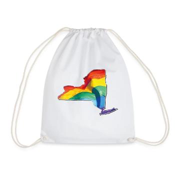 New York (United States) | Real Flag | LGBTQIA+ - Drawstring Bag - white - Front