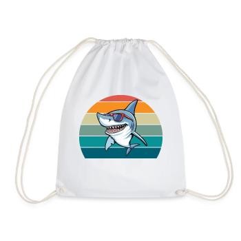 Shark Retro - Drawstring Bag - white - Front