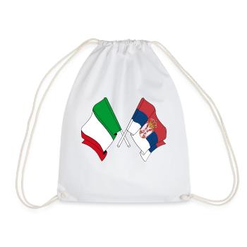 Flag of Italy, Serbia - Drawstring Bag - white - Front