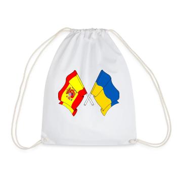 Flagge von Spanien, Ukraine - Turnbeutel - Weiß - Vorne