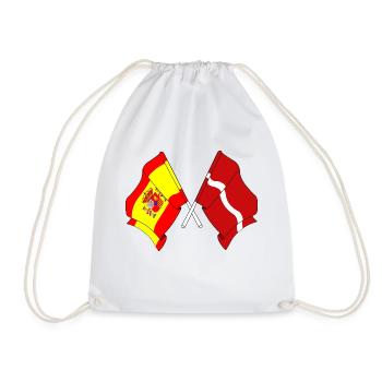 Flag of Spain, Latvia - Drawstring Bag - white - Front