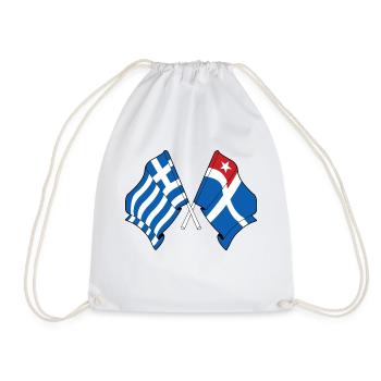 Flagge von Griechenland und Flagge Insel Kreta gekreuzt - Turnbeutel - Weiß - Vorne