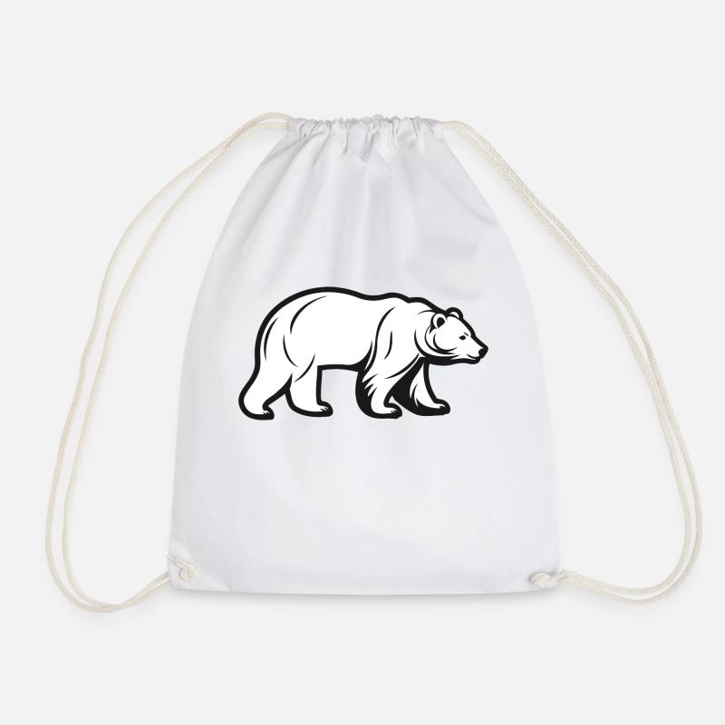 Bear Silhouette - Drawstring Bag - white