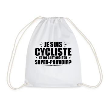 I'm a cyclist. What's your superpower? - Drawstring Bag - white - Front