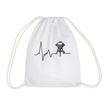 Heartbeat BBQ Grill Grilling - Drawstring Bag - white - Front