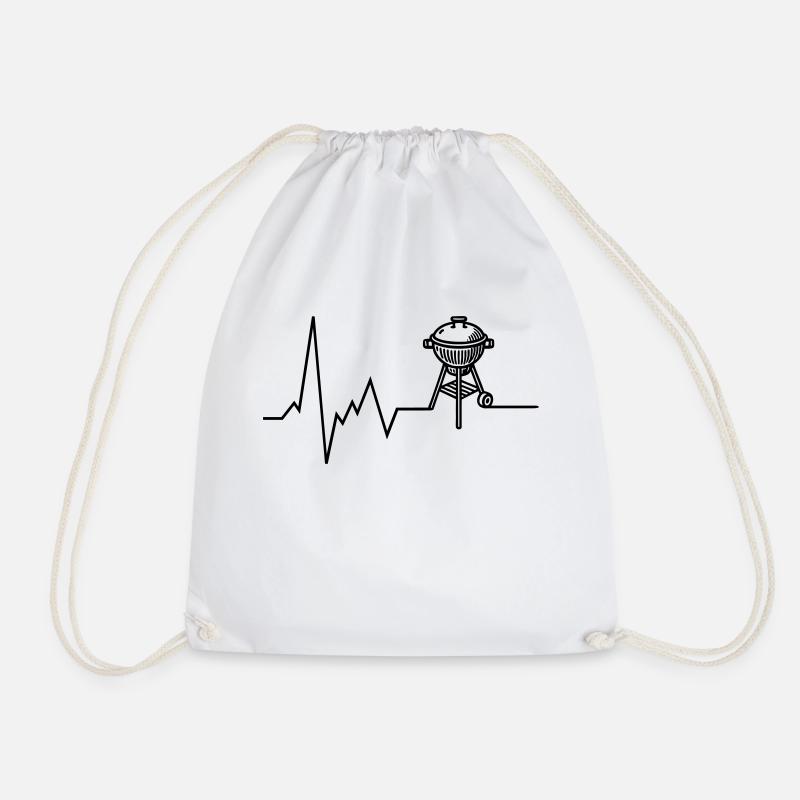 Heartbeat BBQ Grill Grilling - Drawstring Bag - white