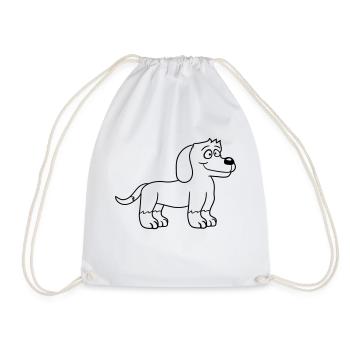 Dog Stands Cute Little Happy Puppy Pet - Drawstring Bag - white - Front